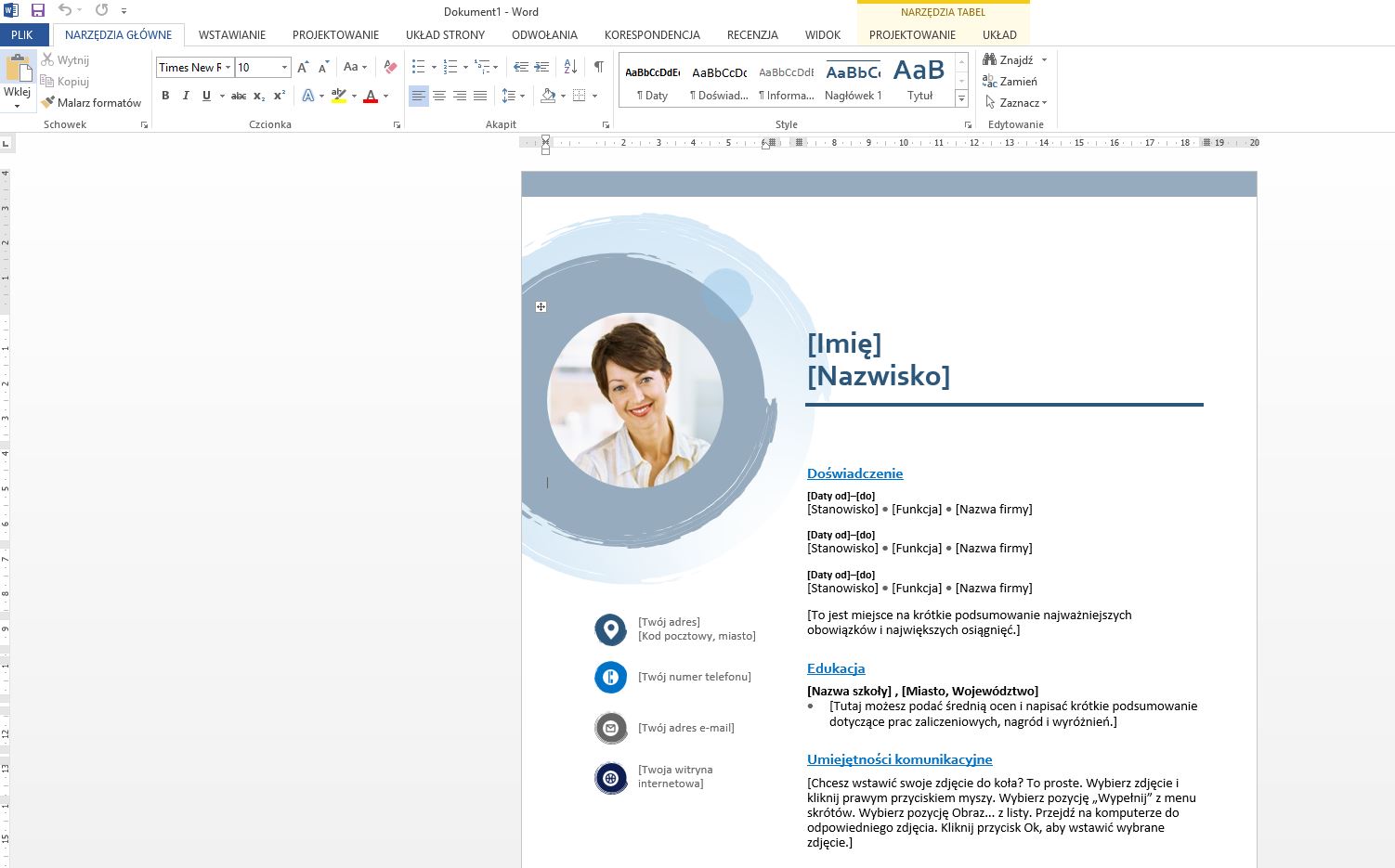 Lebenslauf in Word bearbeiten