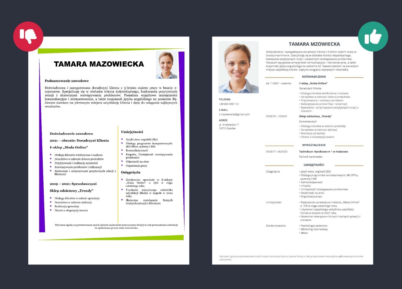 Wzór CV doradca klienta