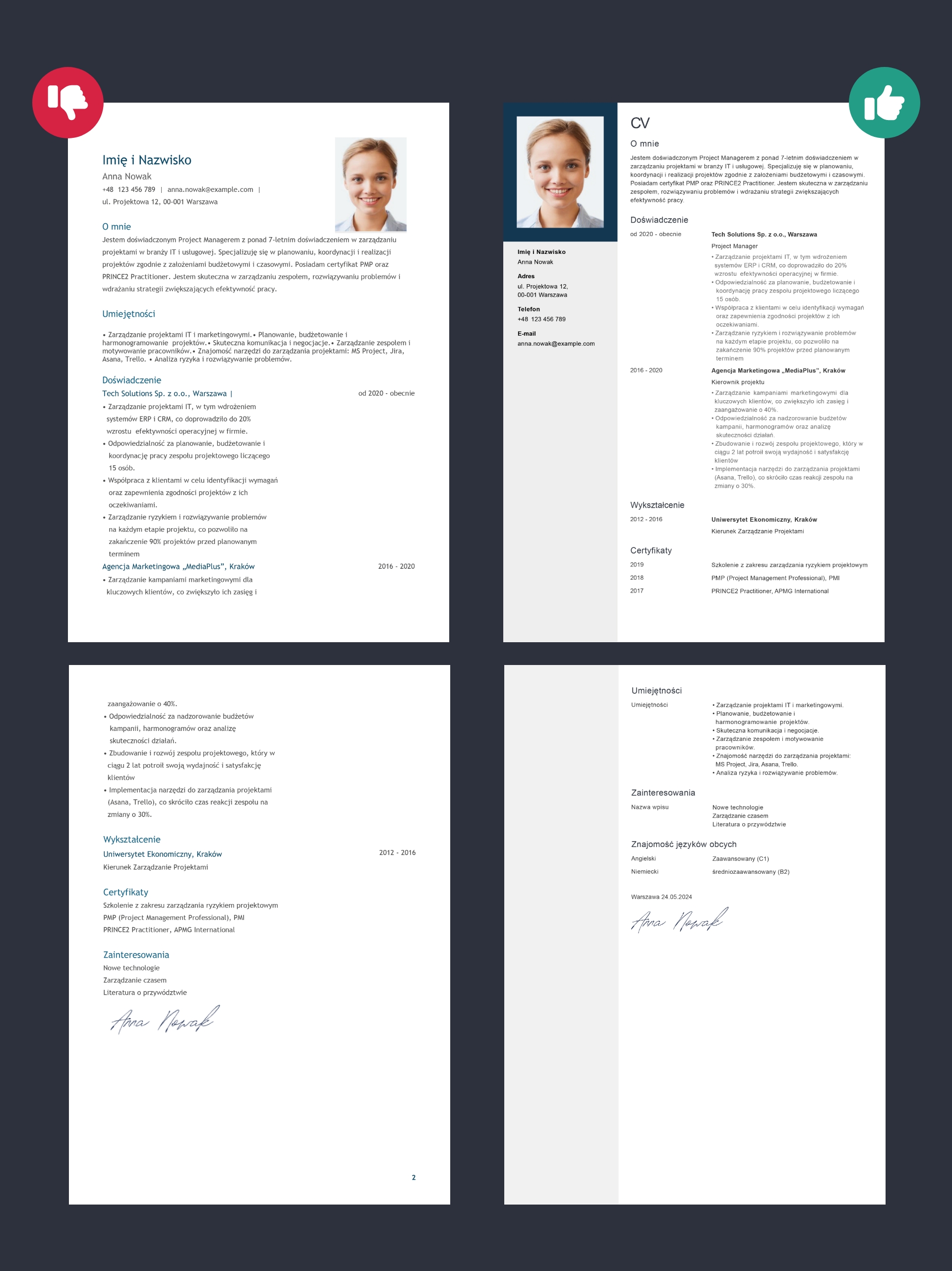 CV wzór project manager